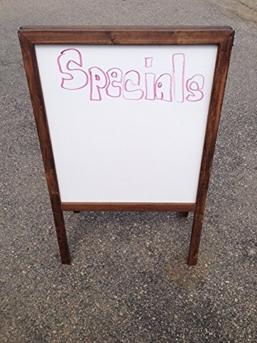 Sidewalk Display Sign Easel 39 X 24 White Dry Erase Board Hardwood Frame Dark Stain