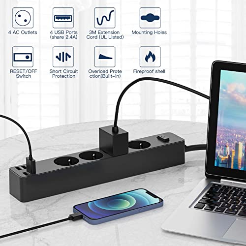 Multipresa con USB, presa multipla a 4 vie con