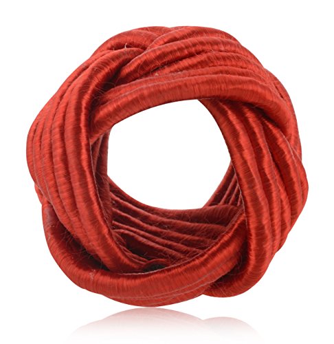 Image of Handmade Thread Napkin Ring Holder Set (Red) - Pack of 8