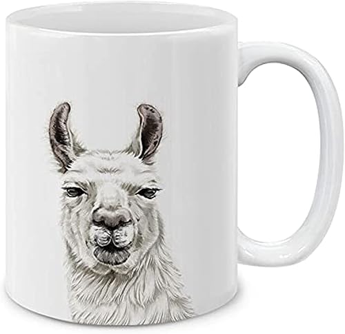 MUGBREW Taza de té de cerámica de la taza de café de la llama del animal lindo, 11 OZ Alpaca,Bisonte de búfalo americano,Aves frailecillo