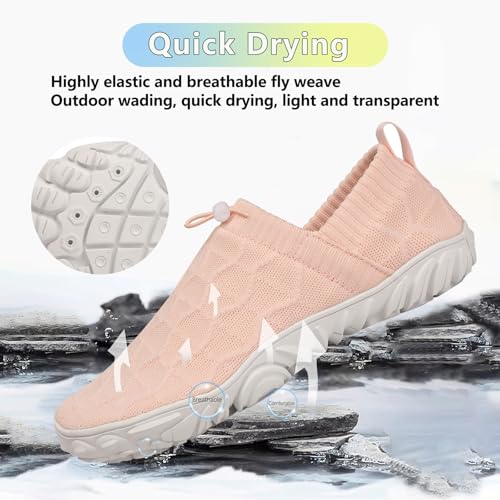Image of Beach Water Shoes for Women Men Quick Dry Non-Slip Wide Toe Hike Barefoot Footwear for Beach Pool Aqua Swim Surf Walk