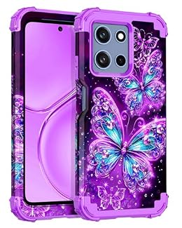 Casetego Compatible with Moto G 5G 2026 Case,Moto G Power 5G 2025 Case,Glow in The Dark Three Layer Heavy Duty Sturdy Shockproof Full Protection Rugged Hard PC+Soft TPU Bumper Case,All Purple