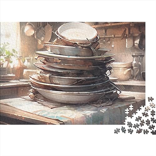 Puzzle bois 1000 pièces Messy Kitchen, artisanat d'art durable pour adultes