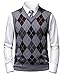 Herothorn Mens Thick Argyle Sweater Vests Classic V-Neck Knitwear Sleeveless Pullover Autumn Winter Warm Tank Tops Dark Grey