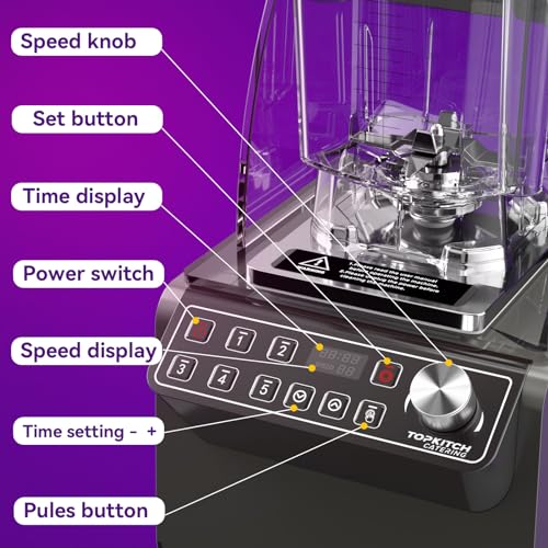 Commercial Blender 70oz 3.5 hp 5 Programmable Function,Quiet Blender with Digital Waterproof Touchpad and Quiet Sound Enclosure - 120V