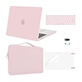 MOSISO Compatible with MacBook Pro 13 inch Case M2 2025, 2024, 2023-2016 A2338 M1 A2251 A2289 A2159 A1989 A1708 A1706, Plastic Hard Case&Bag&Keyboard Skin&Webcam Cover&Screen Protector, Rose Quartz