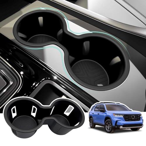 OUSUWO Cup Holder Organizer Compatible with Honda Pilot 2023-2026 & Passport/Ridgeline 2024-2026 Accessories, Noise-Free Water & Dust Proof Insert Console Drink Holder for 23-26 Pilot Accessories
