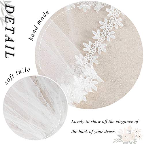 Heread Lace Bride Wedding Veil White 1 Tier Elbow Waist Length Short Bridal Tulle Veils With Comb For Women And Girls #TOP2