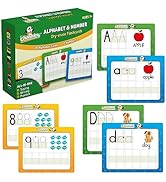 Channie’s Dry Erase Number & Alphabet Flash Cards for Ages 3+, ABC Flashcards for Toddlers 3-5 Ye...