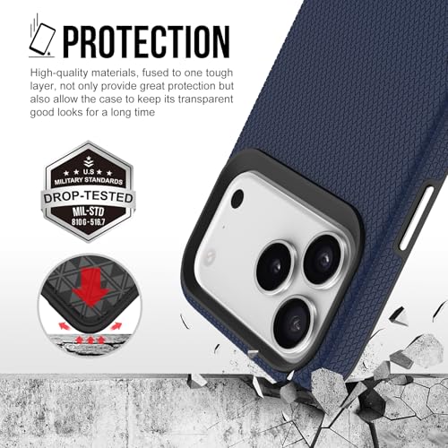 Image of NOXO Ultra-Hybrid Triangle Back Case Cover for iPhone 17 Pro, | Shockproof Design | Camera Protection | Soft TPU & Rugged PC | Bumper Case Cover for iPhone 17 Pro, (Prussian Blue)