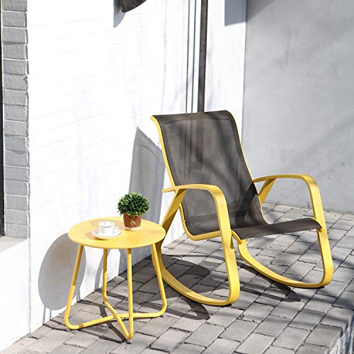 Grand patio Outdoor Side Table Small Table Round End Table Garden Table Lightweight Snack Table for Outdoor Garden Hallway Bedroom Living Room Terrace Balcony -Yellow - Image 2