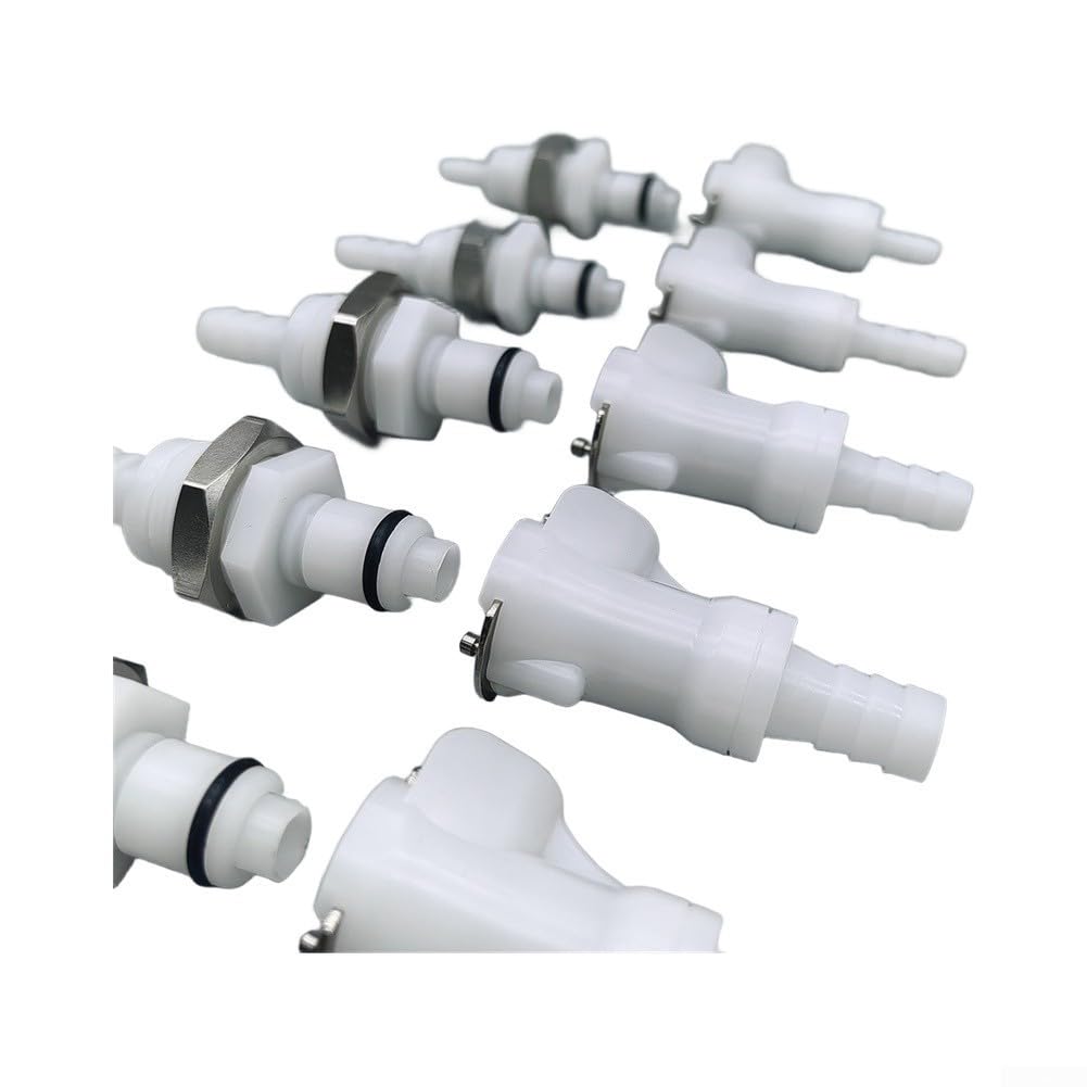 5 paia di raccordi a scollegamento rapido per tubi flessibili, connettori maschio femmina da 0,6 cm, inserti per valvola di intercettazione in plastica, 80 PSI per la produzione di birra