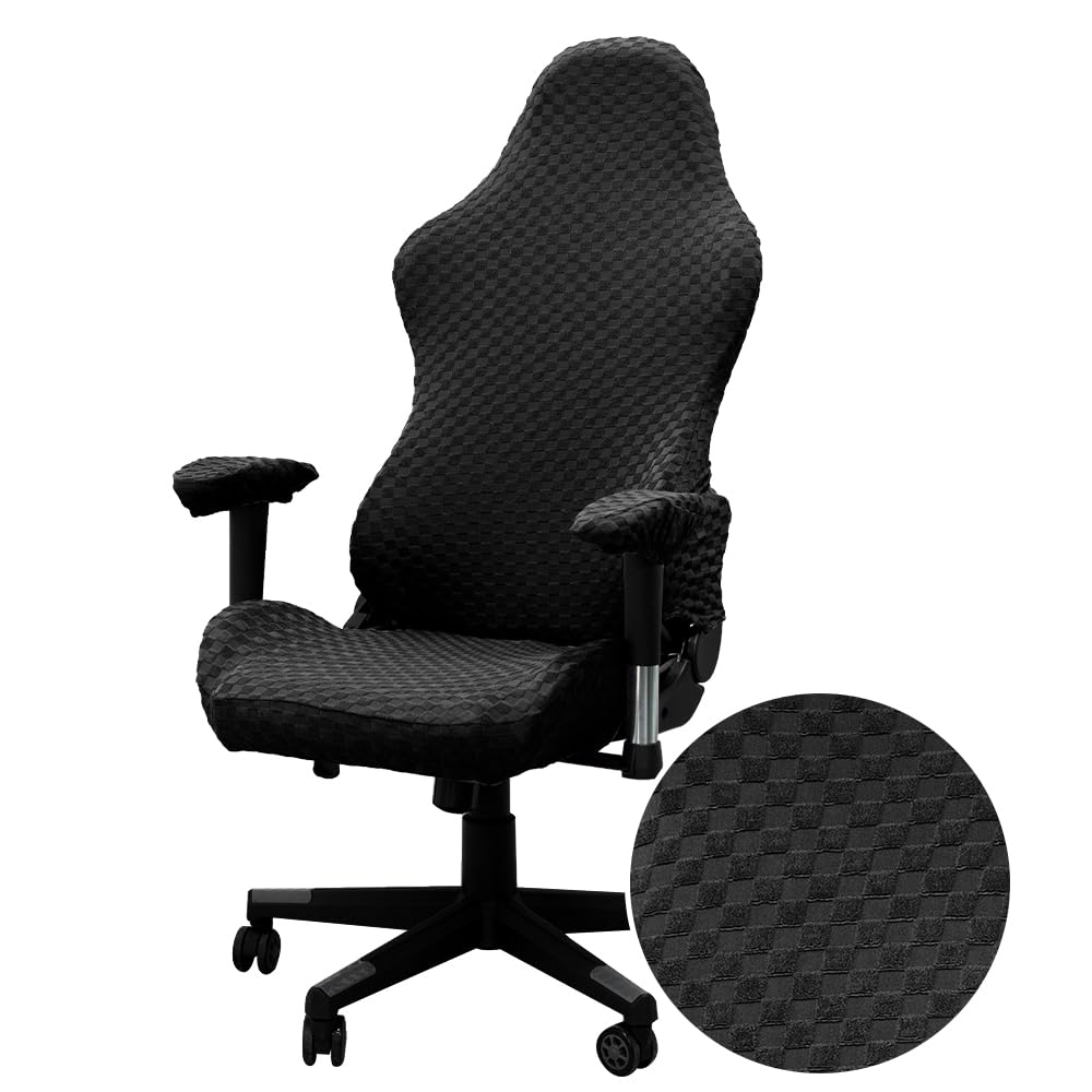 Lukery Office Chair Cover Gaming Chair Cover with Armrests, Removable Washable Universal Desk Chair Cover for Office, Gaming, Computer (Black)