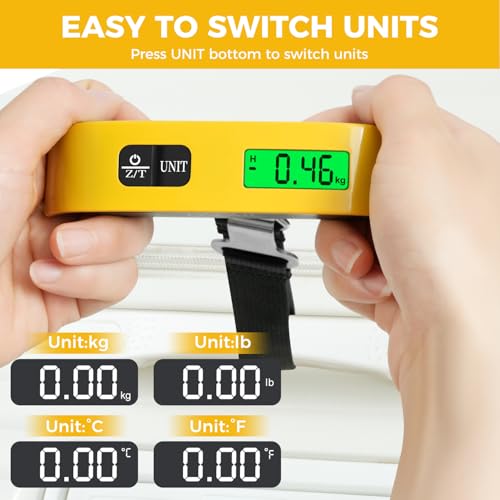 Image of BAGAIL Digital Luggage Scale, 110lbs Hanging Baggage Scale with Backlit LCD Display, Portable Suitcase Weighing Scale, Travel Luggage Weight Scale with Hook, Strong Straps for Travelers