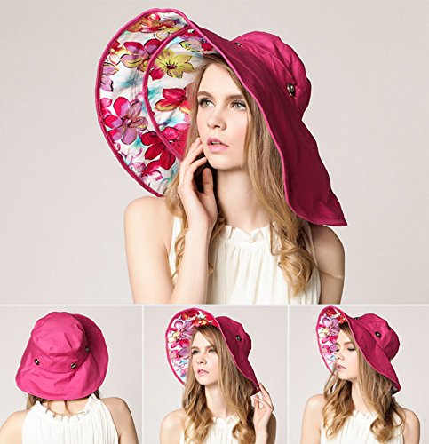 Chapéu de praia feminino de aba larga da Elonglin, aba dobrável, destacável, praia, USP, antiluz e a