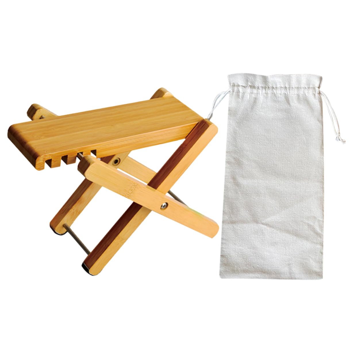 Sgabello Poggiapiedi per Chitarra Classica in Legno Marrone Pieghevole e Portatile con Capacità di Carico Elevata e Borsa per Riporre, per Camera da Letto e Ufficio