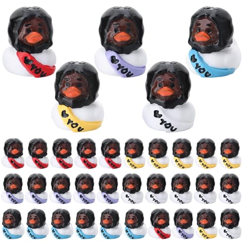 GGSTDDUP 30 Pcs Mini Resin Jesus Ducks Black Jesus Figurines Tiny Resin Ducks for Religious Party Favors Sunday Christian Gifts Black