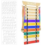 Petpvilit 12 Karate Belt Display Rack with Stickers Natural