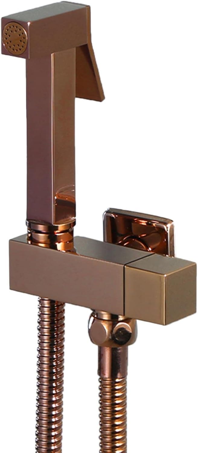 Hand Shower for Toilet Set Cloth Diaper Sprayer for Toilet Toilet Bidet Sprayer Wall Mount Brass with Hose Cold Water Bidet Handheld Water Sprayer,Chrome (Size : Rose Gold)
