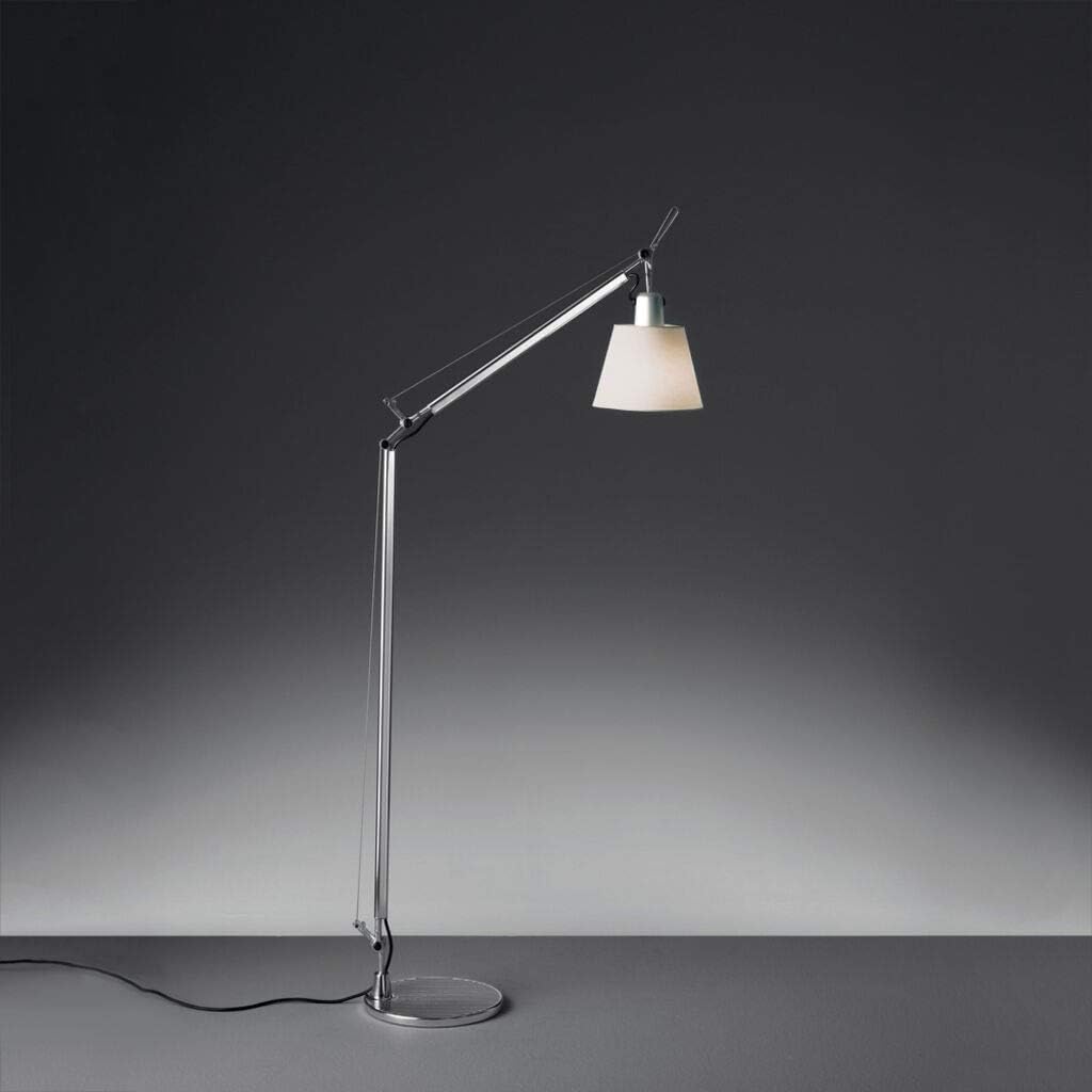 Artemide Tolomeo Reading 75W E26 Parchment Shade Aluminum Floor Lamp with Base