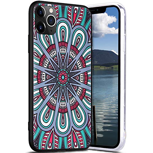 Robinsoni Case Compatible with iPhone 11 Pro Max Cover Silicone Case Simple Pattern Rubber Cover Flexible Bumper Case Black Back Phone Case Ultra Thin Protetive Case for iPhone 11 Pro Max Mandala