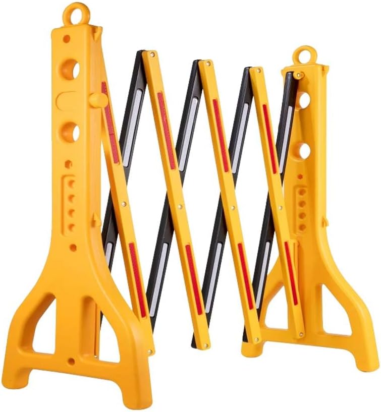 Expandable Mobile Barrier for Safety - Yellow & Black | Plastic Extendable Folding Barricade | Portable Barrier for Temporary Pedestrian Safety for Events, Schools, Maintenance Works
