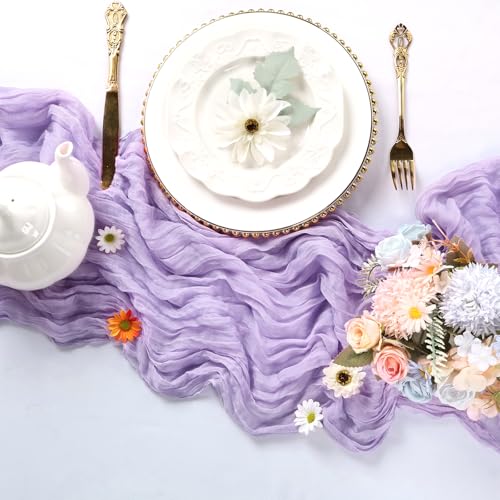 RestfulGlow 6 Pack Lavender Purple Cheesecloth Table Runner 10FT Boho Cheese Cloths Fabric Table Runners 120 Inch Rustic Sheer for Spring Wedding Birthday Party Baby Shower Home Decorations by RestfulGlow - Image 3