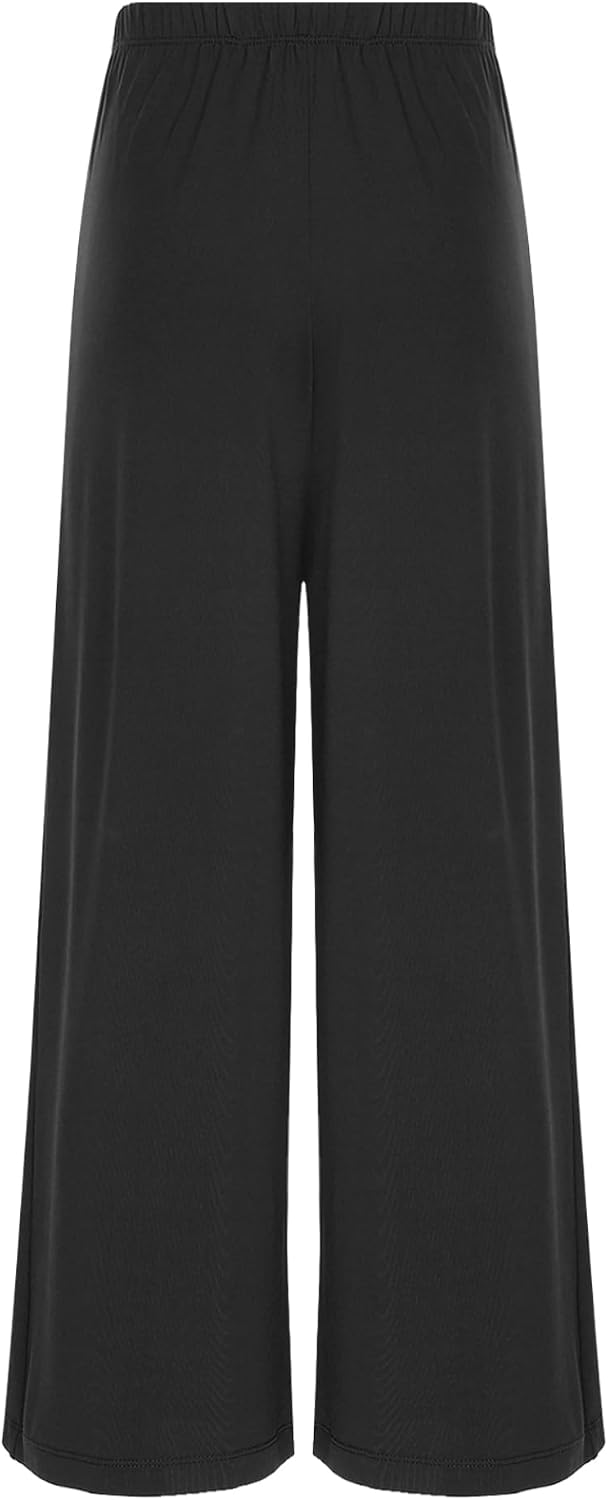 Yhong Praise Dance Pants for Women Solid Color Elastic Waist Loose Fit Wide Leg Pants Liturgical Dancewear