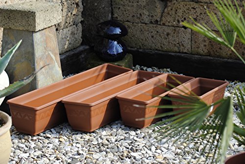 Teraplast Pflanzkasten,Blumenkasten,Balkonkasten,2er Set!!mit Wasserspeicher;Kunststoff,Terracotta 80cm Cover