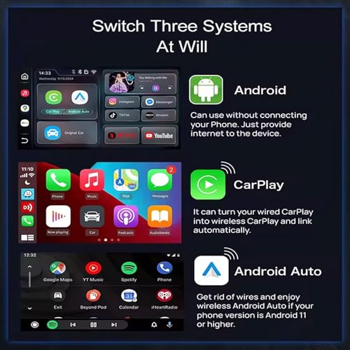 Image of 6 in 1 CarPlay & Android Auto Adapter, Inbuilt YouTube, Netflix, Prime, Hotstar, Auto connect BT & Dual WiFi, Support HDMI-Out /USB-Input, Converts Wired to Wireless, Plug &Play, USB C /A (Black)