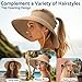 NPJY Sun Hats for Women Wide Brim Roll-Up Beach Ponytail Hat Packable Travel Foldable Straw Visor Khaki