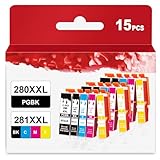 15 Pack 280XXL 281XXL 280 281 XXL Ink Cartridges to TR8620a TR8600 TR8620 TR8520 Ink Replacement for Canon PGI-280 CLI-281 XL to TR7520 TS702a TS9520 TS9521C TS6120 TS6220 TS9120 TS6320 TS8220 Printer