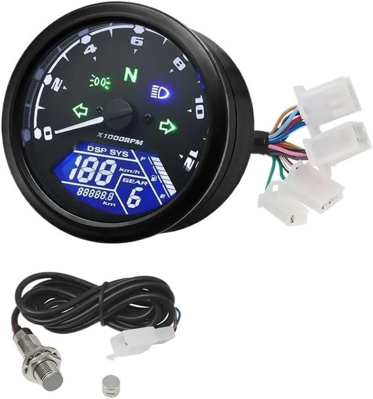 スピードメーター ゲージ タコメーター ユニバーサルオートバイ 12000
