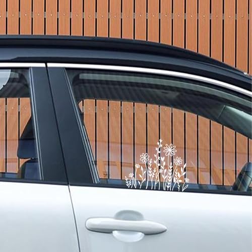 Image of Ymapinc Decals for Cars,White Wildflowers Car Decal 6.1 * 5inches Boho Fun Car Window Stickers Cars Window Decorations for Outside