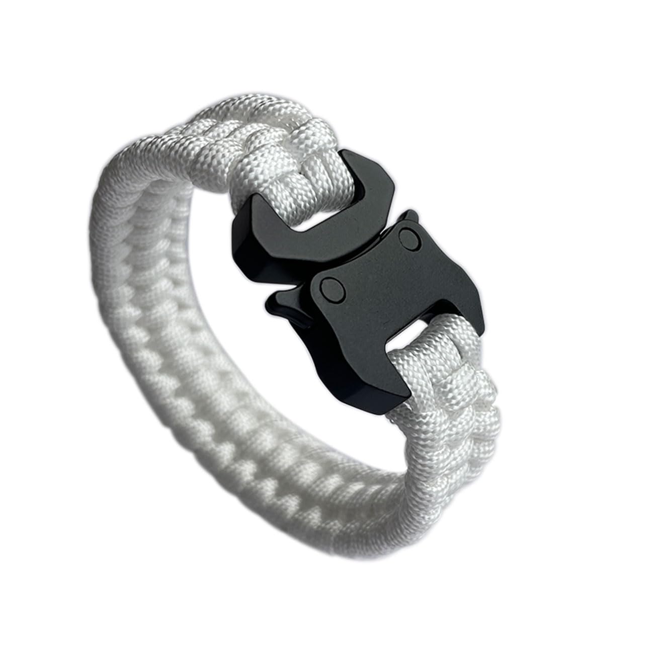 Pulseras de cuerda de paracaídas Trilobite tejida con hebilla de liberación lateral de 8.7 pulgadas, pulsera negra para hombres y mujeres, 1 juego, Poliéster, No es una piedra preciosa