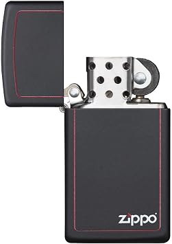 Zippo Slim Black Matte Lighter w/ Zippo Border - 1618ZB
