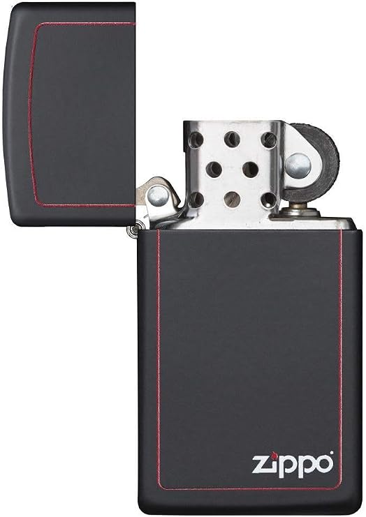Zippo Slim Black Matte Lighter w/ Zippo Border - 1618ZB