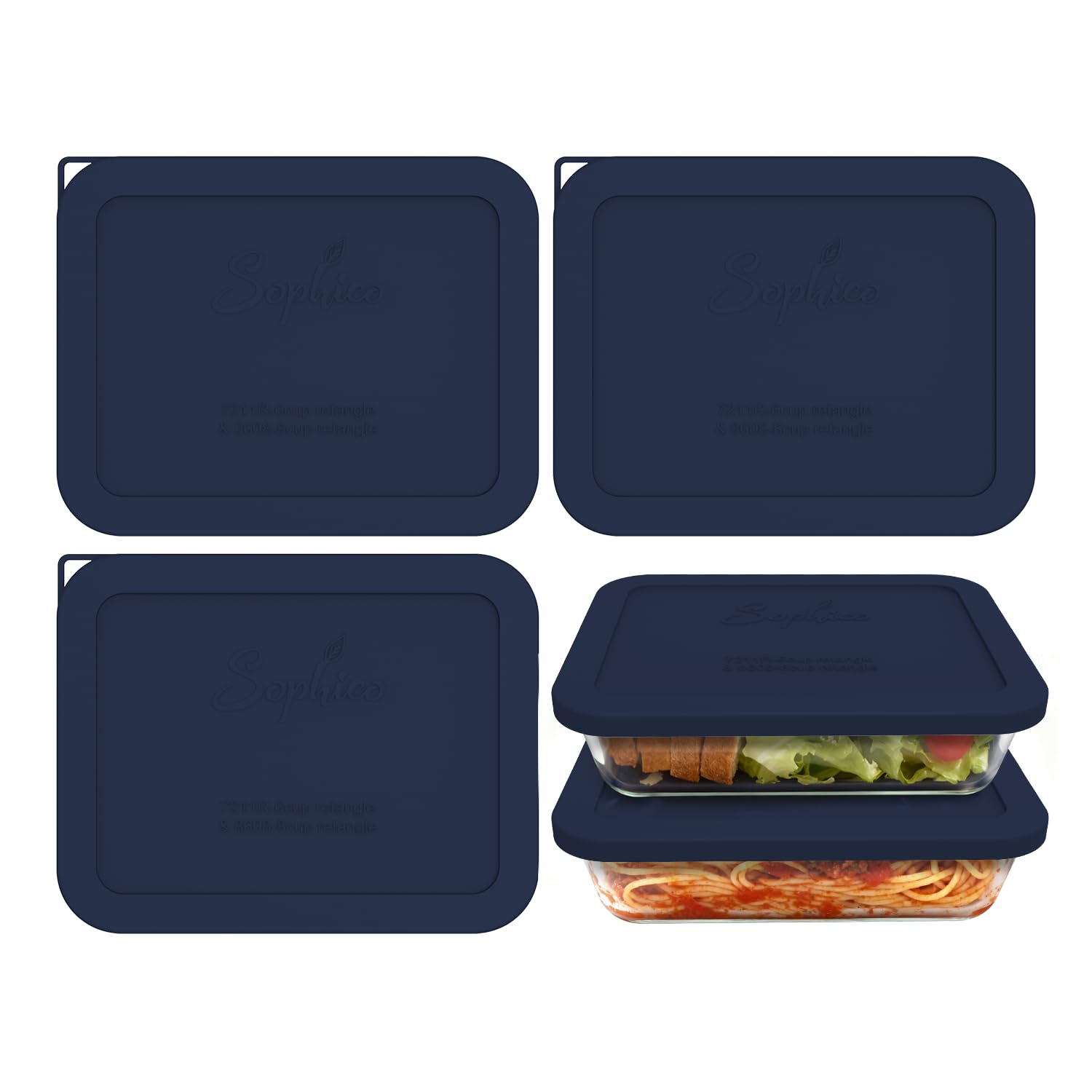 Photo 1 of Sophico 3-Pack Silicone Lids for Pyrex Freshlock & SNAPWARE 6/8-Cup Glass Bowls (7211R/8608) - Airtight, Leakproof, Freezer/Dishwasher/Microwave Safe Replacement Rectangle Covers