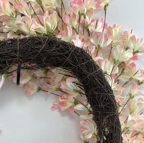 Pink Forsythia Door Wreath 24 Inch Summer Front Door Wreath Blossom Cluster Flower Farmhouse Wreath On Grapevine For Festival Celebration Front Door Wall Window Decoration Home Christmas Decor #TOP4