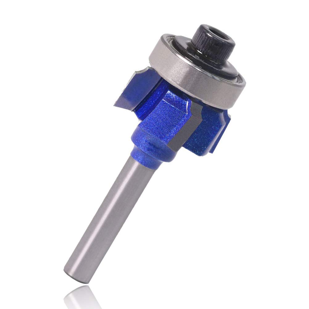 Mesee 4 Teeth R2 Roundover Router Bit, 1/4 Inch Shank Corner Rounding Curved Edge Forming Trimming Cutter Round Over Bit Woodworking Milling Cutting Tool, 5/64 Inch Radius
