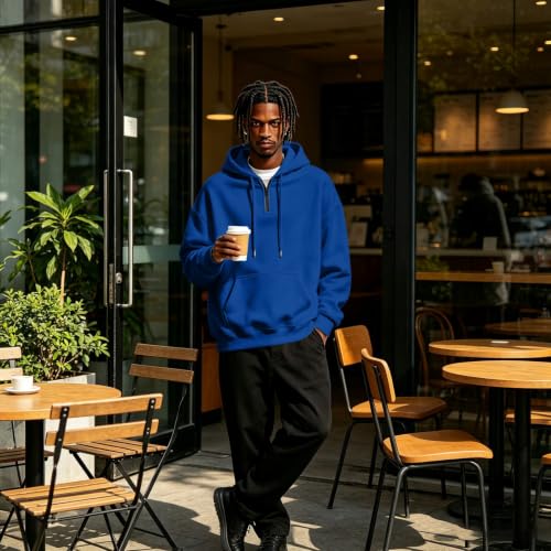 Fleece Hoodie Men Fleece Quarter Zip Pullover Hoodie Kangaroo Pocket - image 7