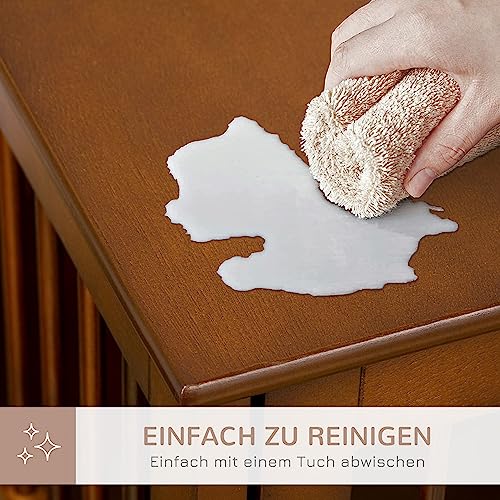PawHut Hundekäfig, Haustierkäfig, Hundehütte für mittelgroße Hunde, Hundebox Indoor, Tierkäfig mit abschließbarer Tür, Braun, 80,5 x 59,5 x 67,5 cm