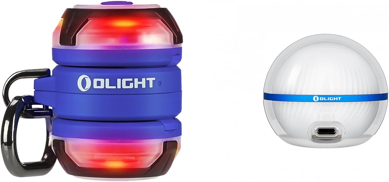 OLIGHT Gober 2 Safety Light, High Visibility Beacon LED with 6 Color Settings and 4 Lighting Modes and OLIGHT Sphere C Smart Night Light, USB-C Rechargeable, Ambient Table Lamp with APP Control