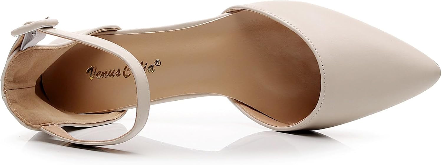 VenusCelia Women's Easy Going Strap Pump Kitten Heel Shoe - Image 4