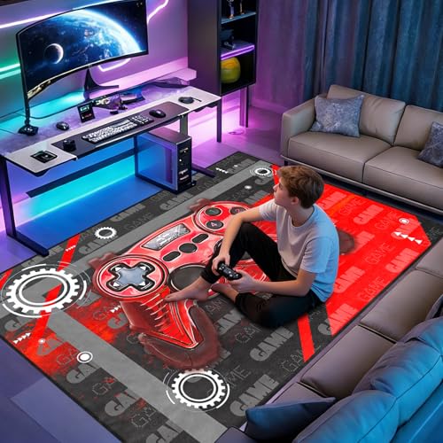 Gamer Rug Floor Rugs for Boys 3D Gamepad Red Small Carpet for Bedroom Floor Mat Doormats Kids Room Gaming Controller Game Player Black Living Room Mat Home Decor Sofa Mats, 2'x3' by Jiospet - Image 6