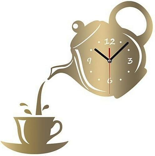 Miniatura 5 de SDCM Creativo DIY Taza de acrílico para café tetera 3D DIY Reloj de pared decorativo cocina Relojes de salón pared comedor hogar Decoración reloj