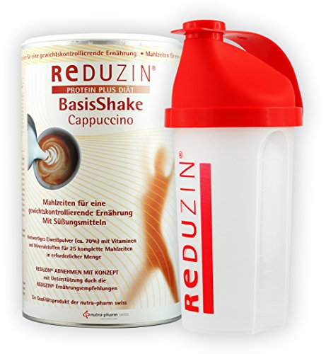Reduzin Diät BasisShake verschiedene Sorten BCM inkl. praktischem 500ml Shaker (BasisShake Cappuccino, Shaker)