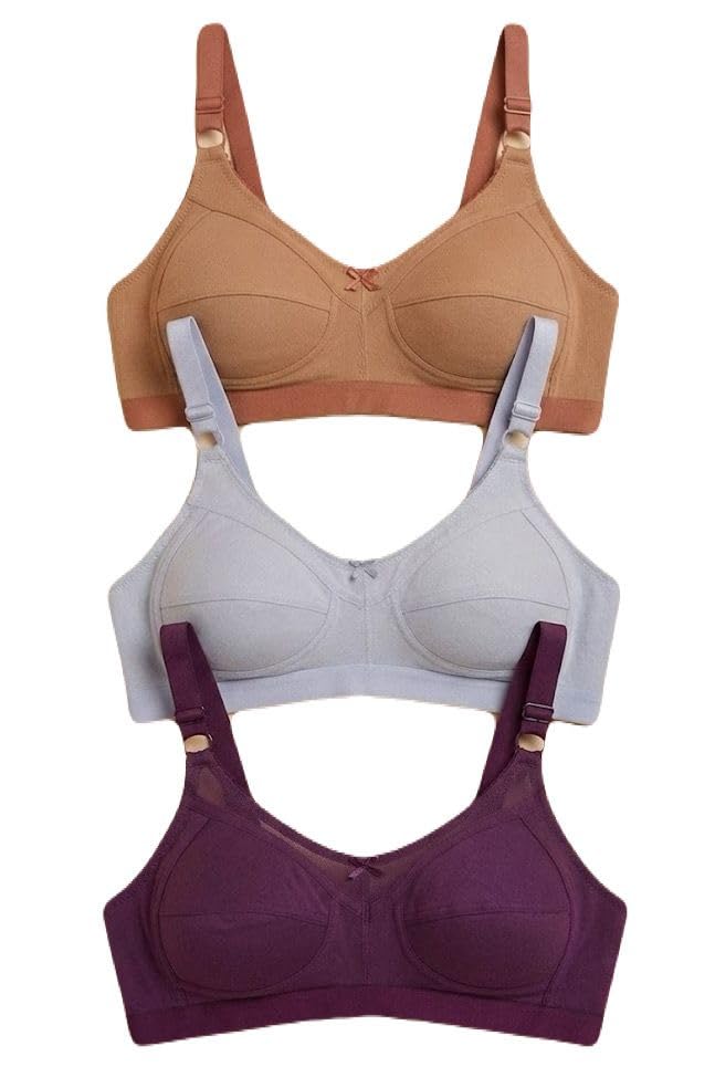 Image of SPUNN Women's Cotton Mix Non-Padded Wire Free C-Cup Full-Coverage T-Shirt Bra Combo.