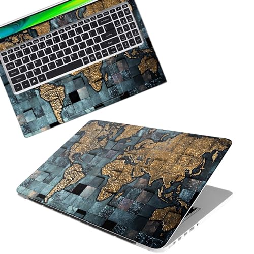 Image of Galaxsia World Map D12 Full Body Vinyl Laptop Skin /Sticker /Cover Upto 15.6 Inches Laptops Laminated-Removable-HD Quality Compatible for Hp-Dell-Sony-Lenovo-Asus etc.(15x10 Inches)