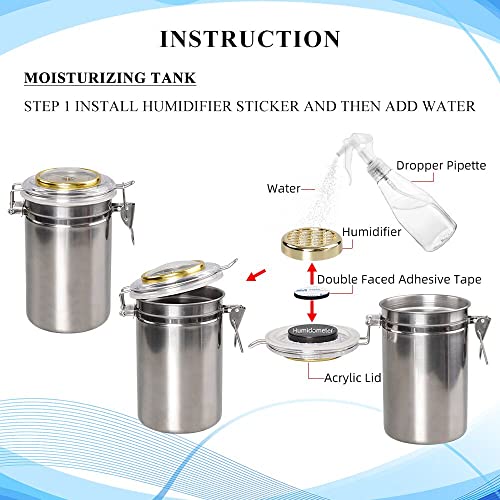 Muxiang Stainless Steel Humidor Humiditer Jar For Cigar Tabacco Coffee Bean Tea Candy Integrated Hygrometer Round Humidifiter Cg0011 #TOP3